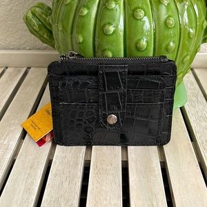 🆕🏷Patricia Nash CASSIS ID Case Wallet CROC 🐊 Black Leather Collection 🐊🐊🐊